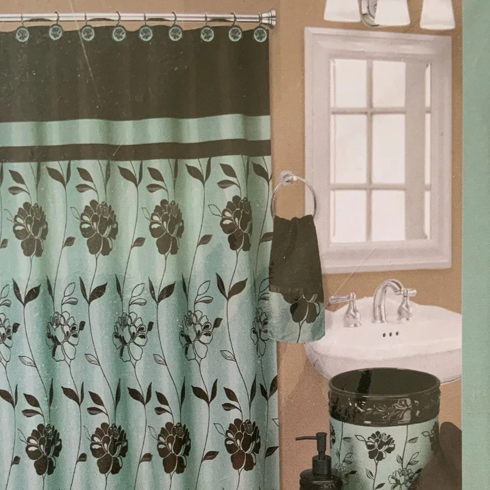 Shower Curtain Blue Chocolate Fabric “Cabella” by Popular Bath 70 x 72 in